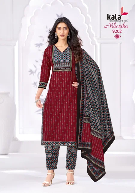 Niharika Vol 6 By Kala Cotton Ajrak Printed Kurti With Bottom Dupatta 